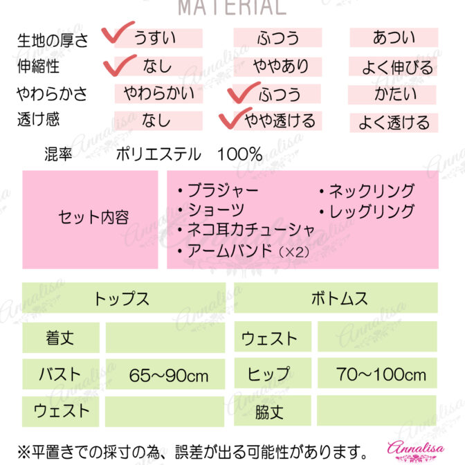 メイド服のスペック説明