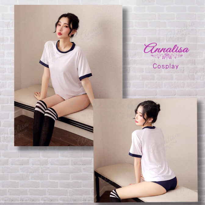 体操服　ブルマ　赤　ネイビー　ソックス　女子高生　女子中学生　制服　JK　JC