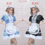 メイド服のカラーバリエーション　水色と黒